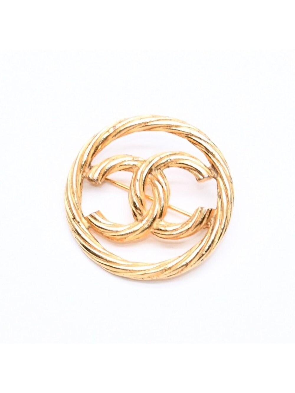 Chanel CC Logo Brooch Metal Round Gold